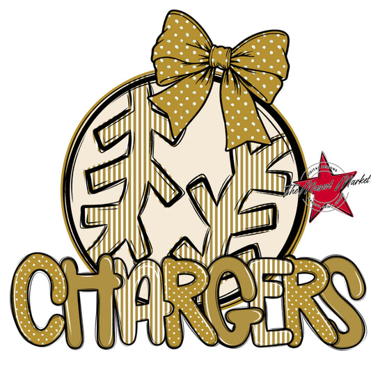 Chargers Baseball-Softball Spirit Design-Gold