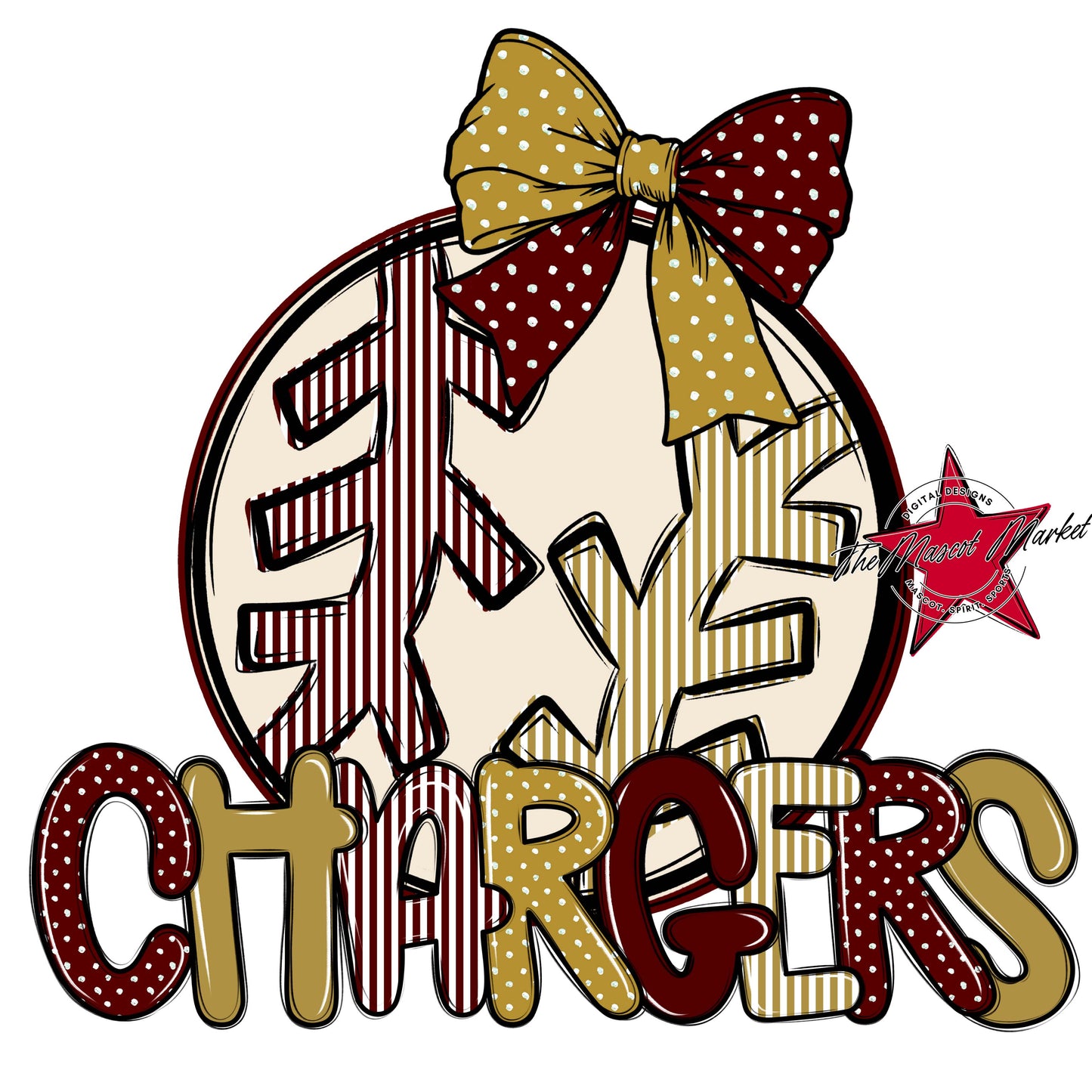 Chargers Baseball-Softball Spirit Design-Maroon & Gold