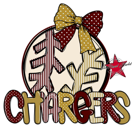 Chargers Baseball-Softball Spirit Design-Maroon & Gold