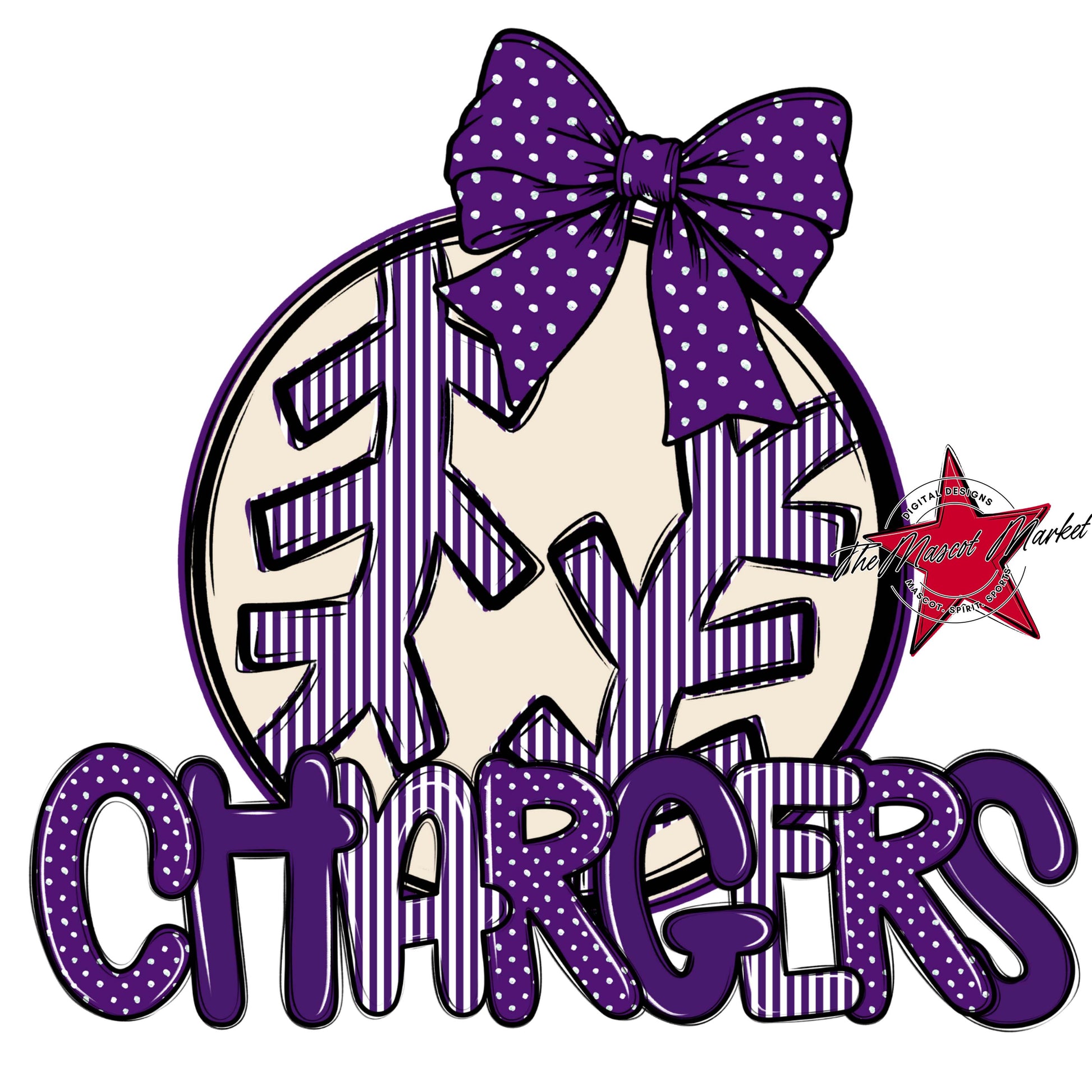 Chargers Baseball-Softball Spirit Design-Purple
