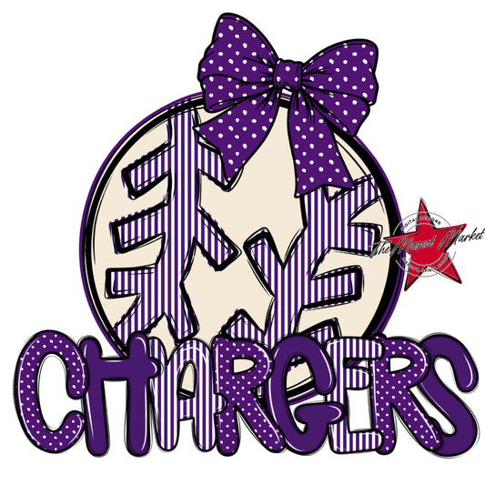 Chargers Baseball-Softball Spirit Design-Purple