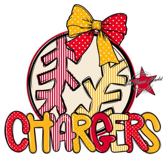 Chargers Baseball-Softball Spirit Design-Red & Yellow