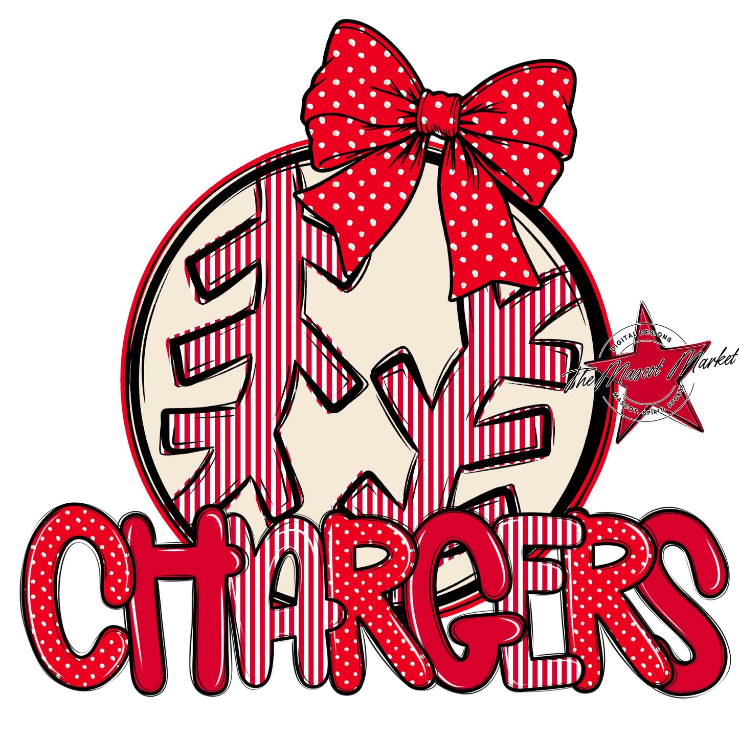 Chargers Baseball-Softball Spirit Design-Red