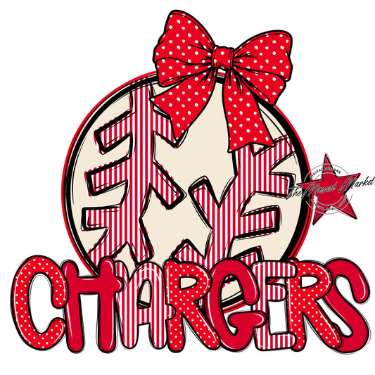 Chargers Baseball-Softball Spirit Design-Red