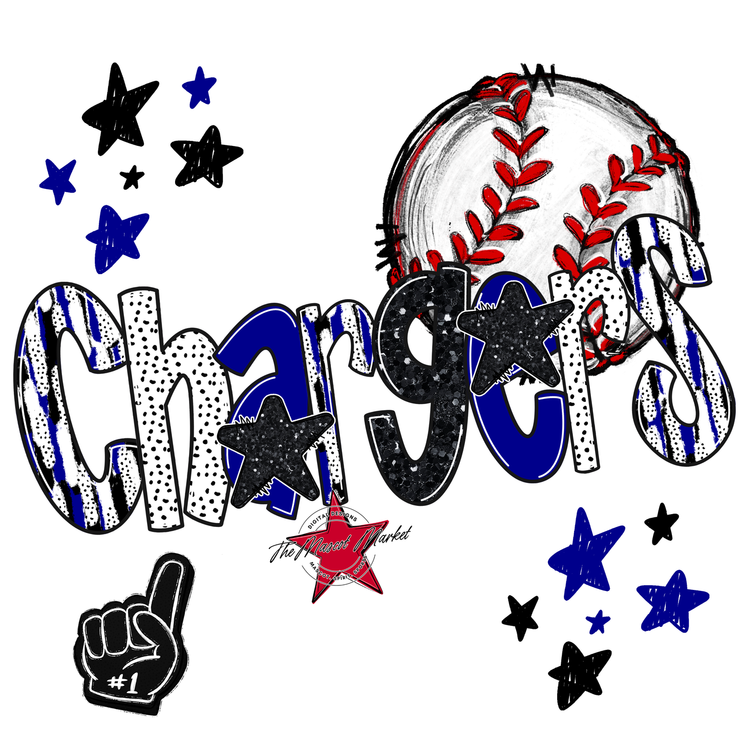 Chargers Baseball Scrape-Blue