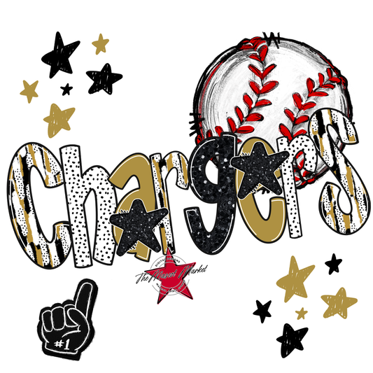 Chargers Baseball Scrape-Gold
