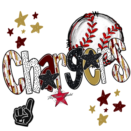 Chargers Baseball Scrape-Maroon-Gold