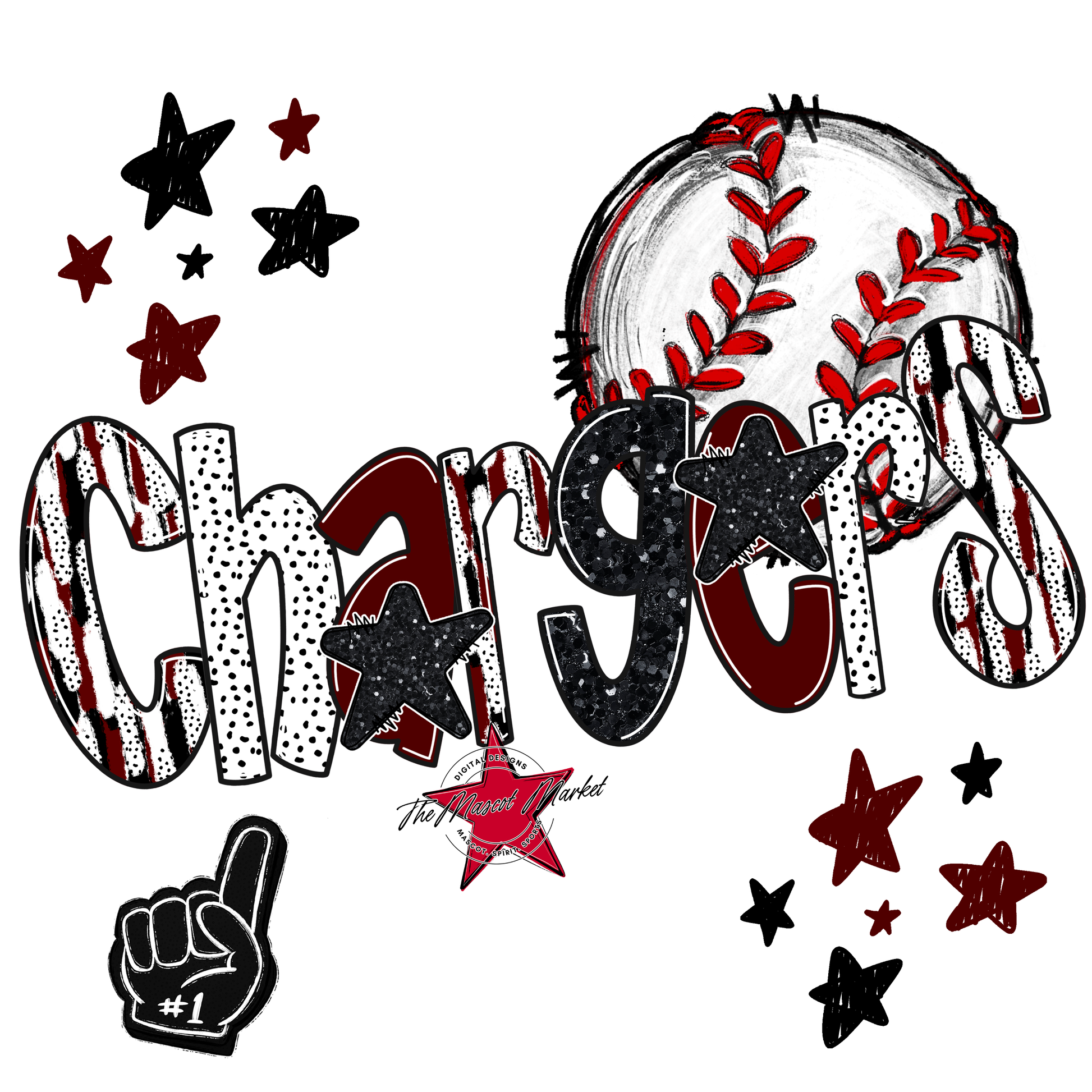 Chargers Baseball Scrape-Maroon