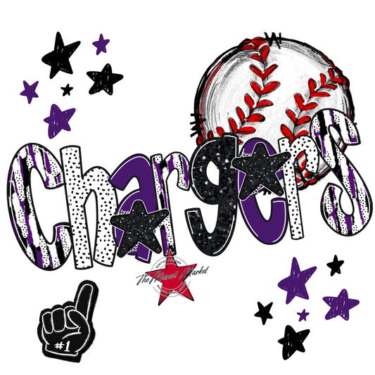 Chargers Baseball Scrape-Purple