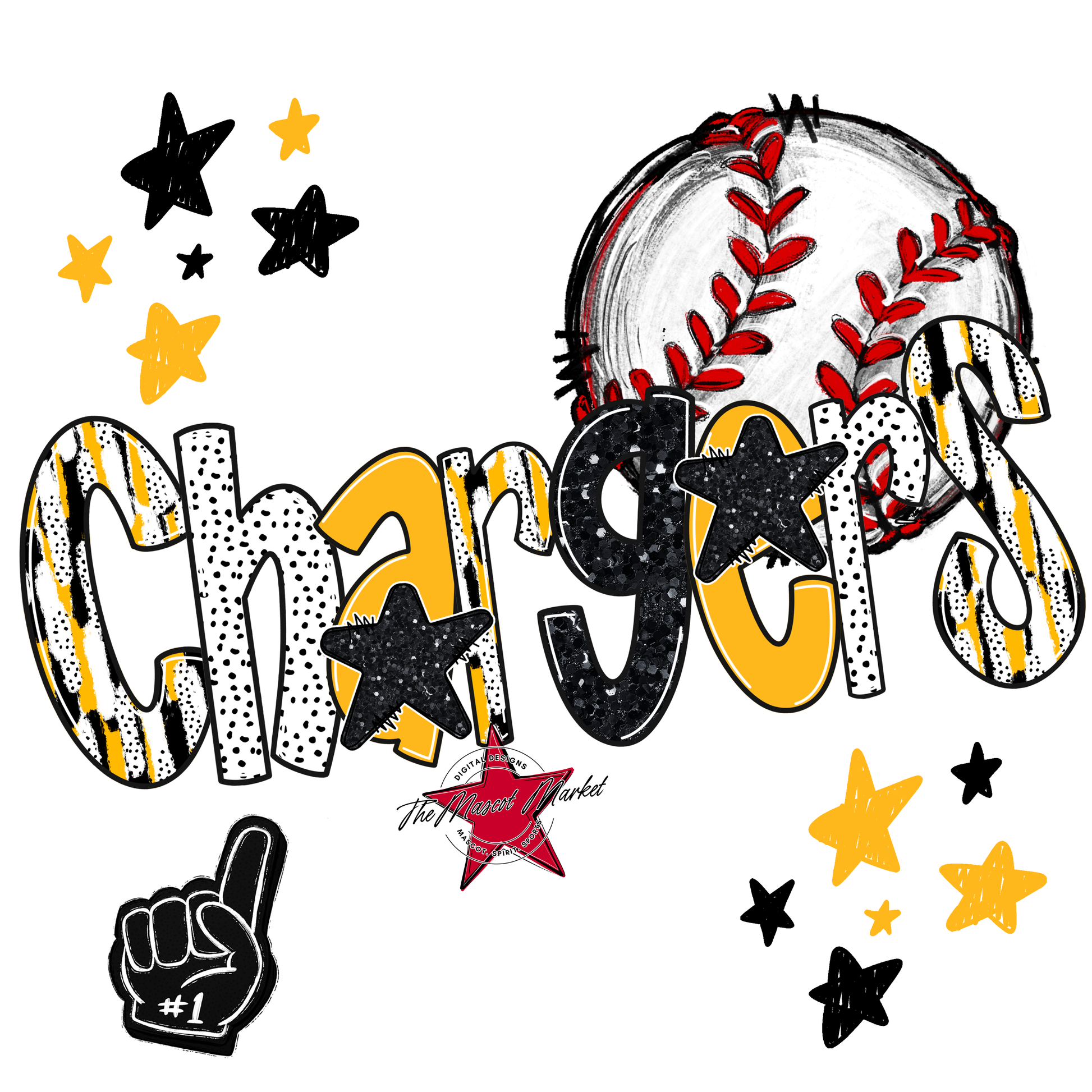 Chargers Baseball Scrape-Yellow