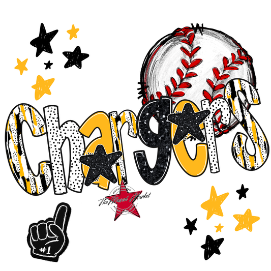 Chargers Baseball Scrape-Yellow