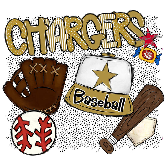 Chargers Baseball Spirit-Gold