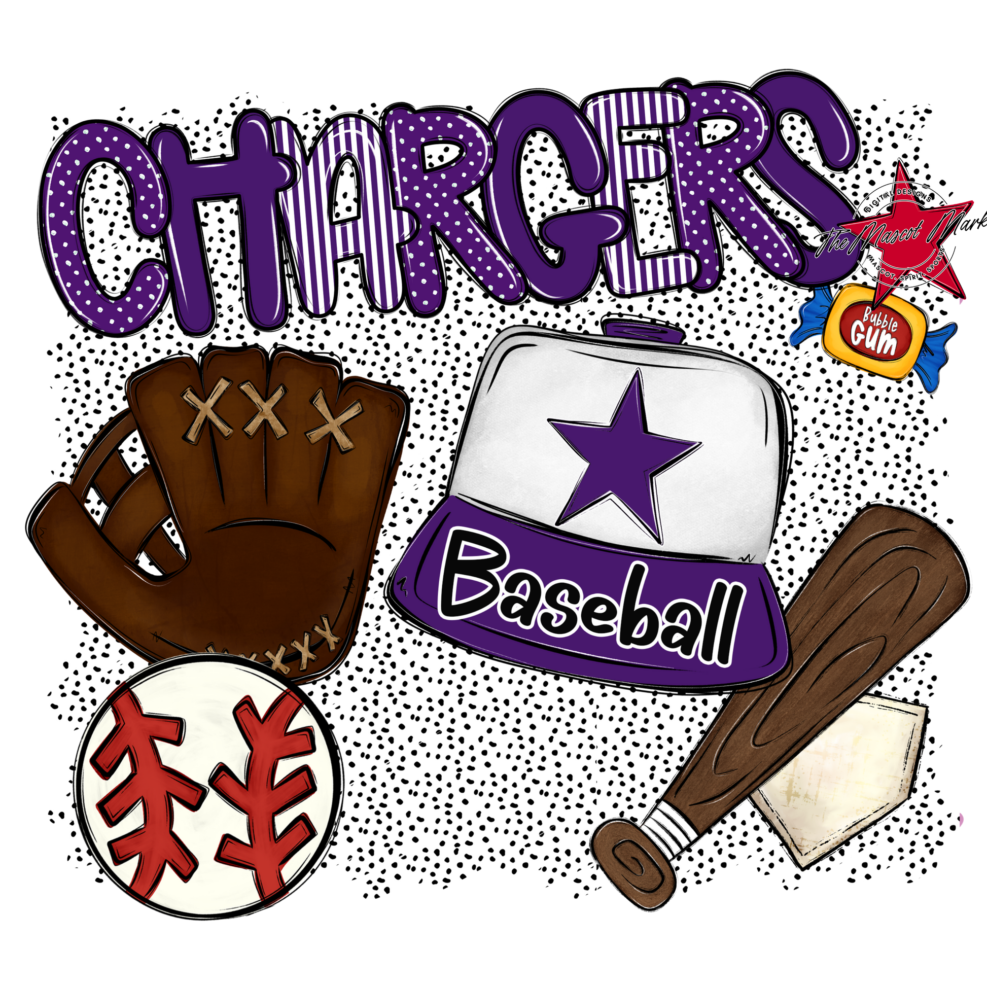 Chargers Baseball Spirit-Purple