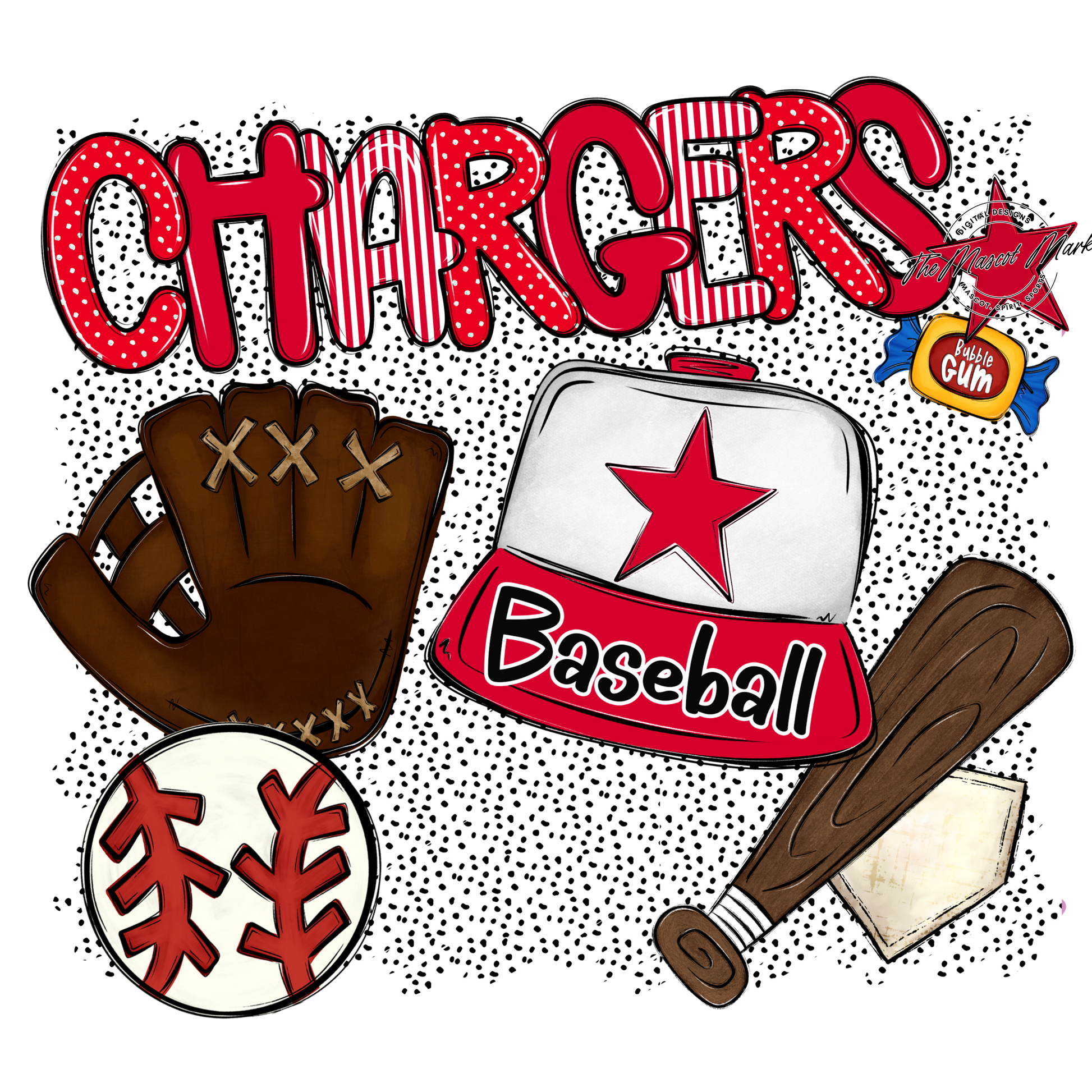 Chargers Baseball Spirit-Red