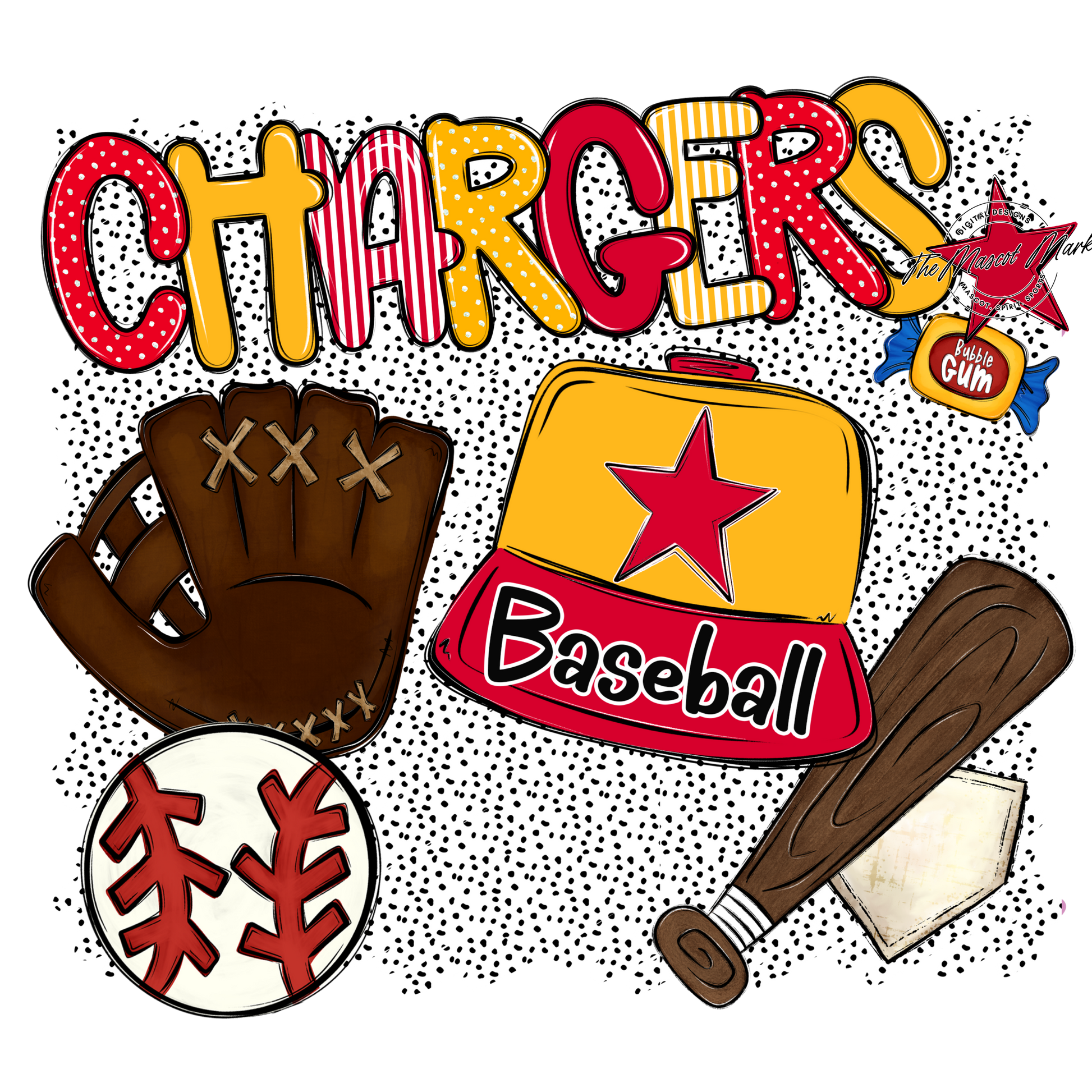 Chargers Baseball Spirit-Red & Yellow