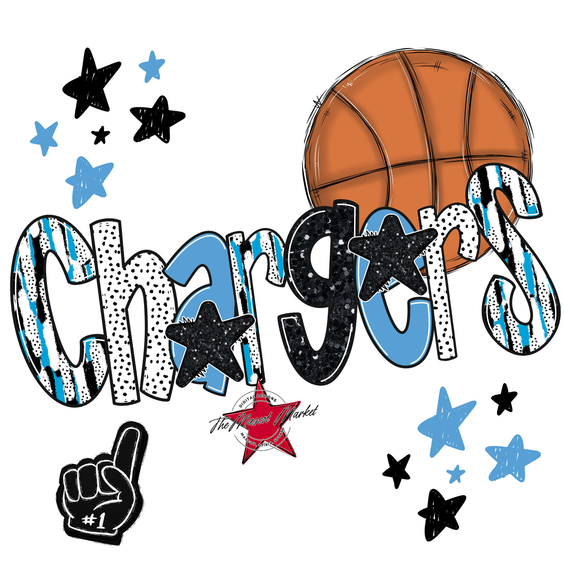 Chargers Basketball Scrape-Carolina Blue
