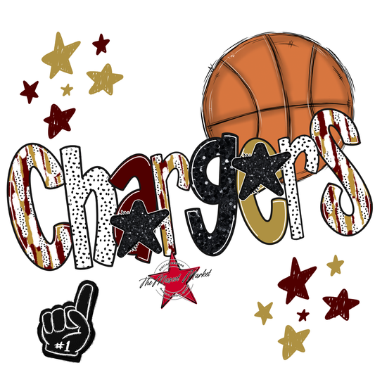 Chargers Basketball Scrape-Maroon-Gold