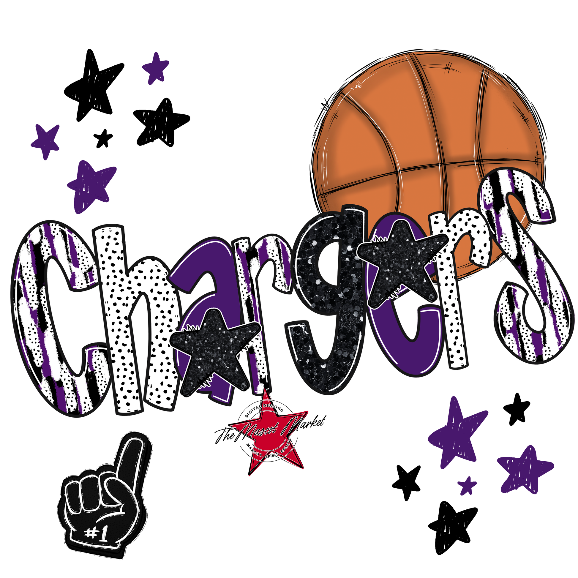 Chargers Basketball Scrape-Purple