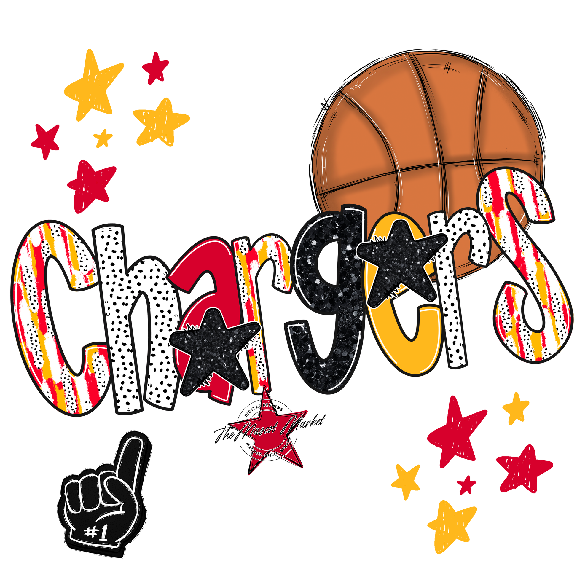 Chargers Basketball Scrape-Red-Yellow