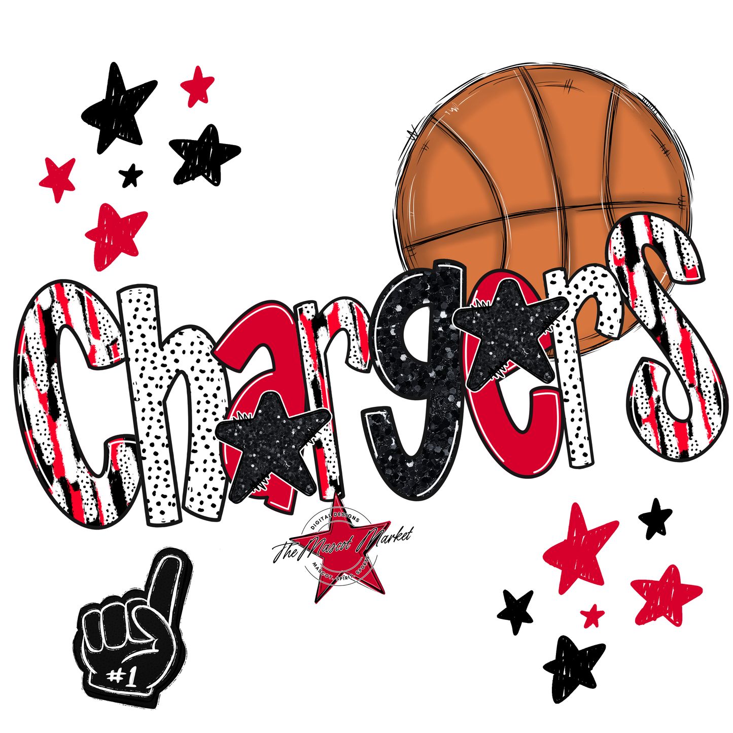 Chargers Basketball Scrape-Red