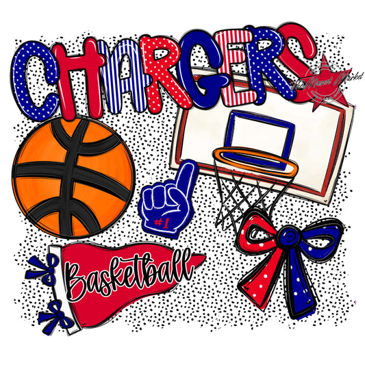 Chargers Basketball Spirit-Blue & red