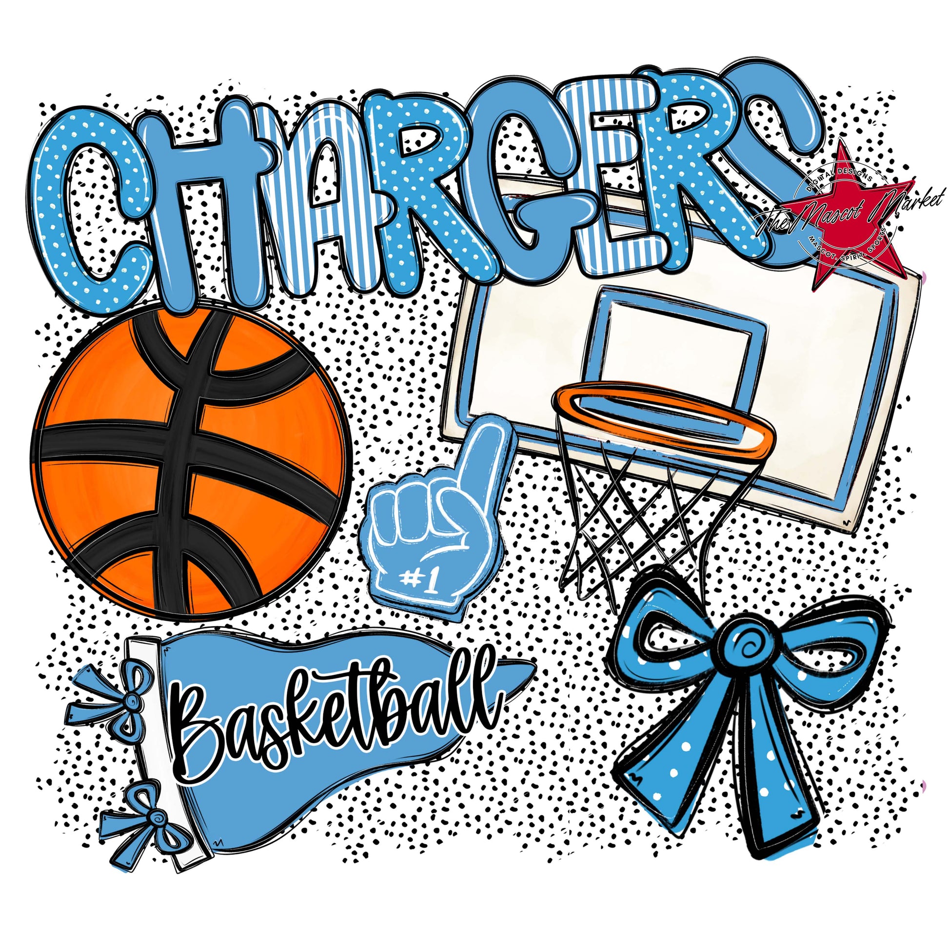 Chargers Basketball Spirit-Carolina Blue