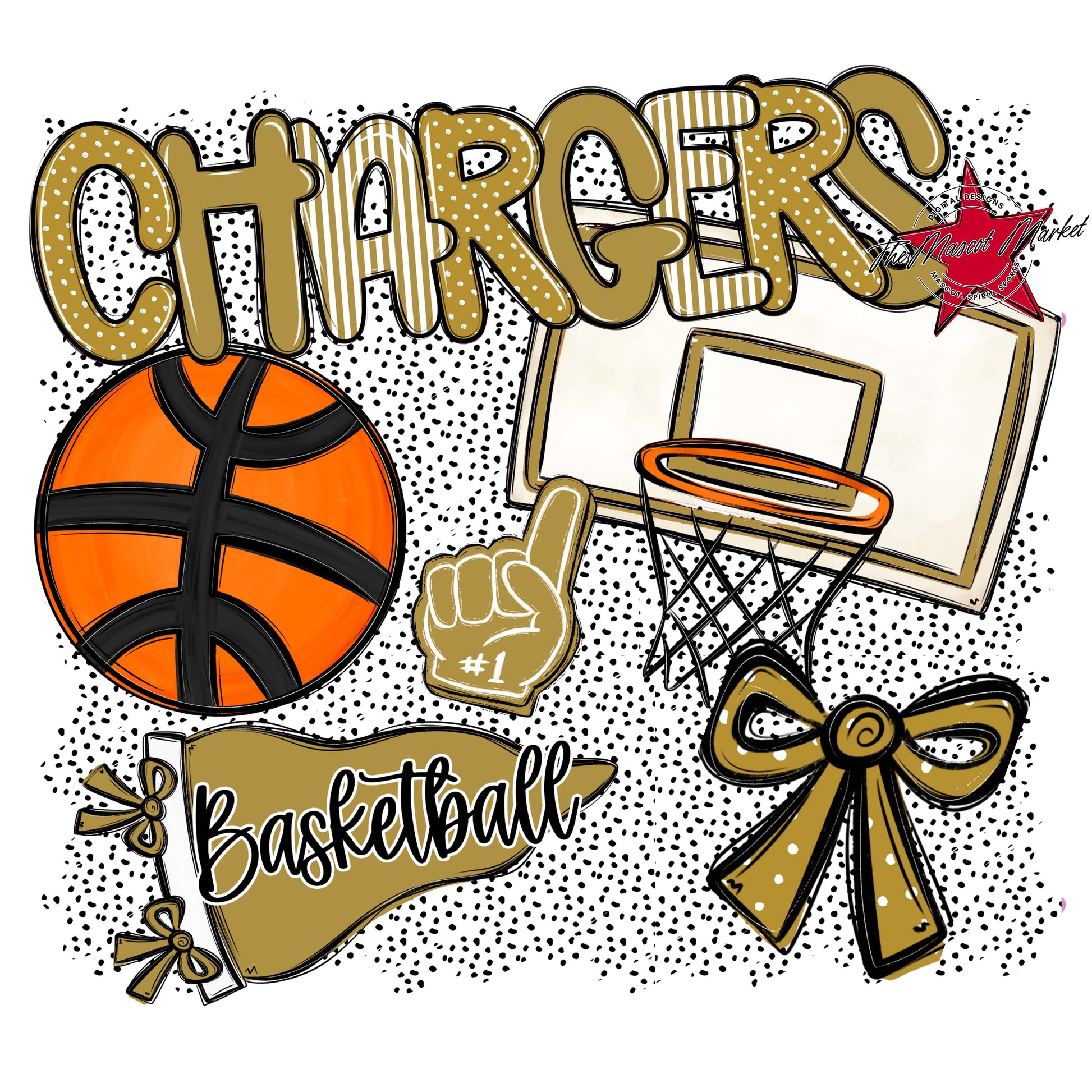 Chargers Basketball Spirit-Gold
