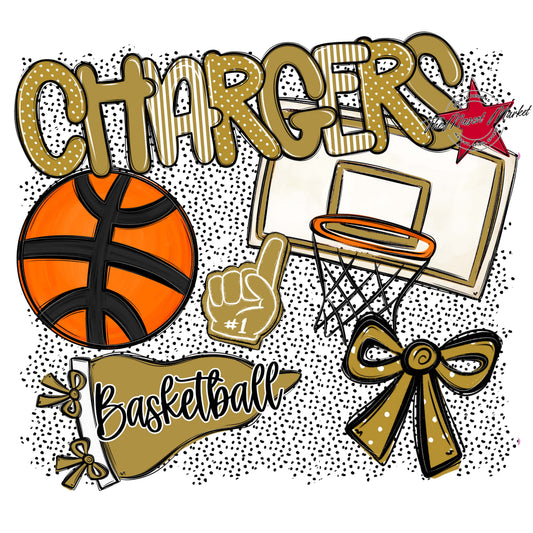 Chargers Basketball Spirit-Gold