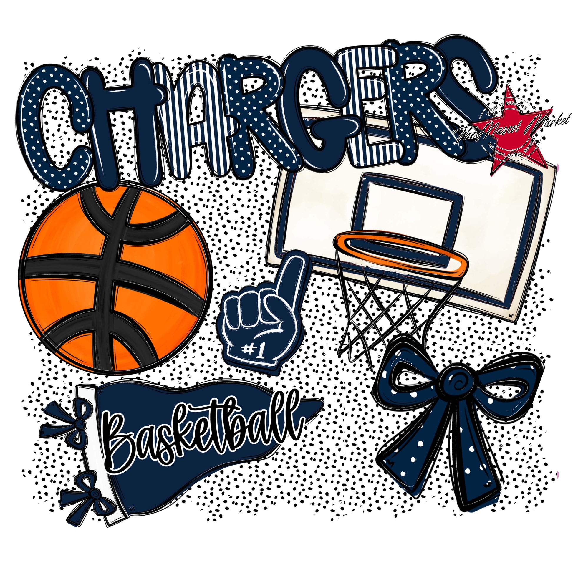 Chargers Basketball Spirit-Navy