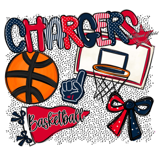 Chargers Basketball Spirit-Navy & Red