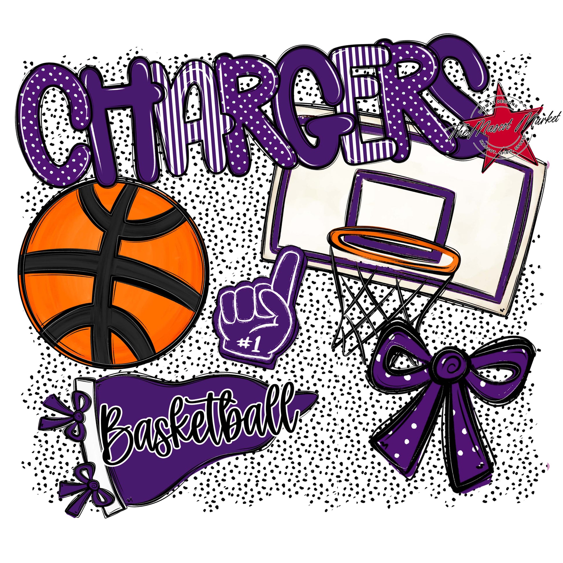 Chargers Basketball Spirit-Purple