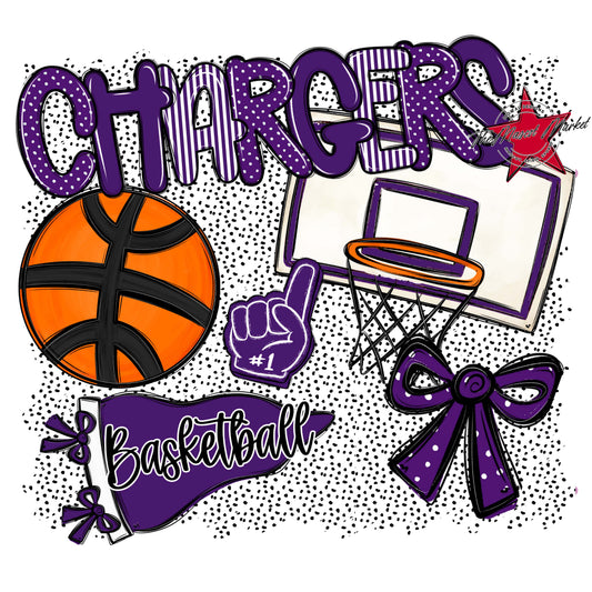 Chargers Basketball Spirit-Purple