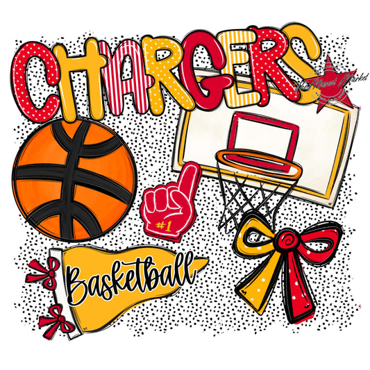 Chargers Basketball Spirit-Red & Yellow