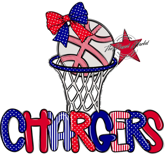 Chargers Basketball Spirit Design-Blue & red