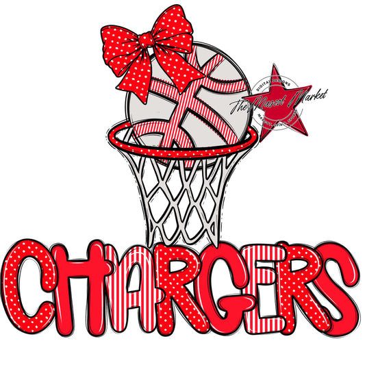 Chargers Basketball Spirit Design-Bright Red