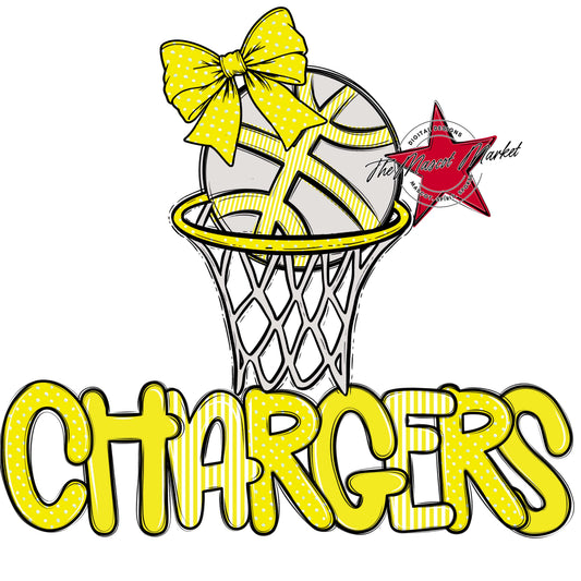 Chargers Basketball Spirit Design-Bright Yellow