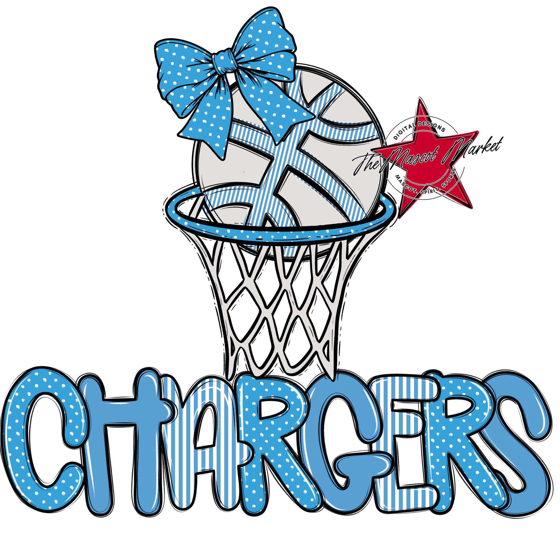 Chargers Basketball Spirit Design-Carolina Blue