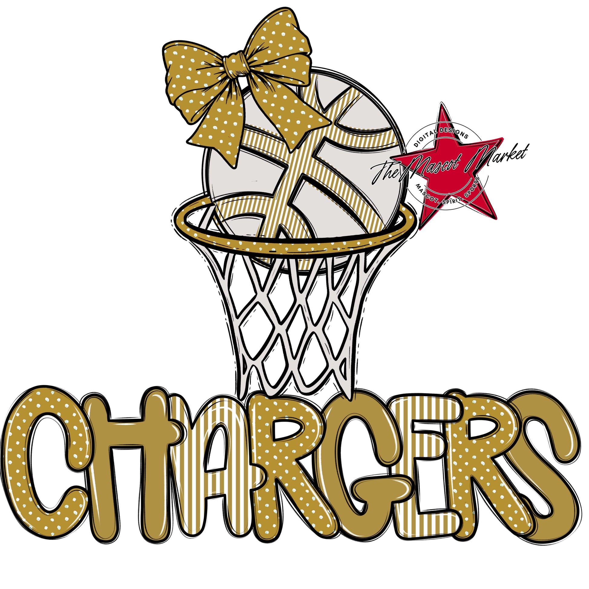 Chargers Basketball Spirit Design-Gold
