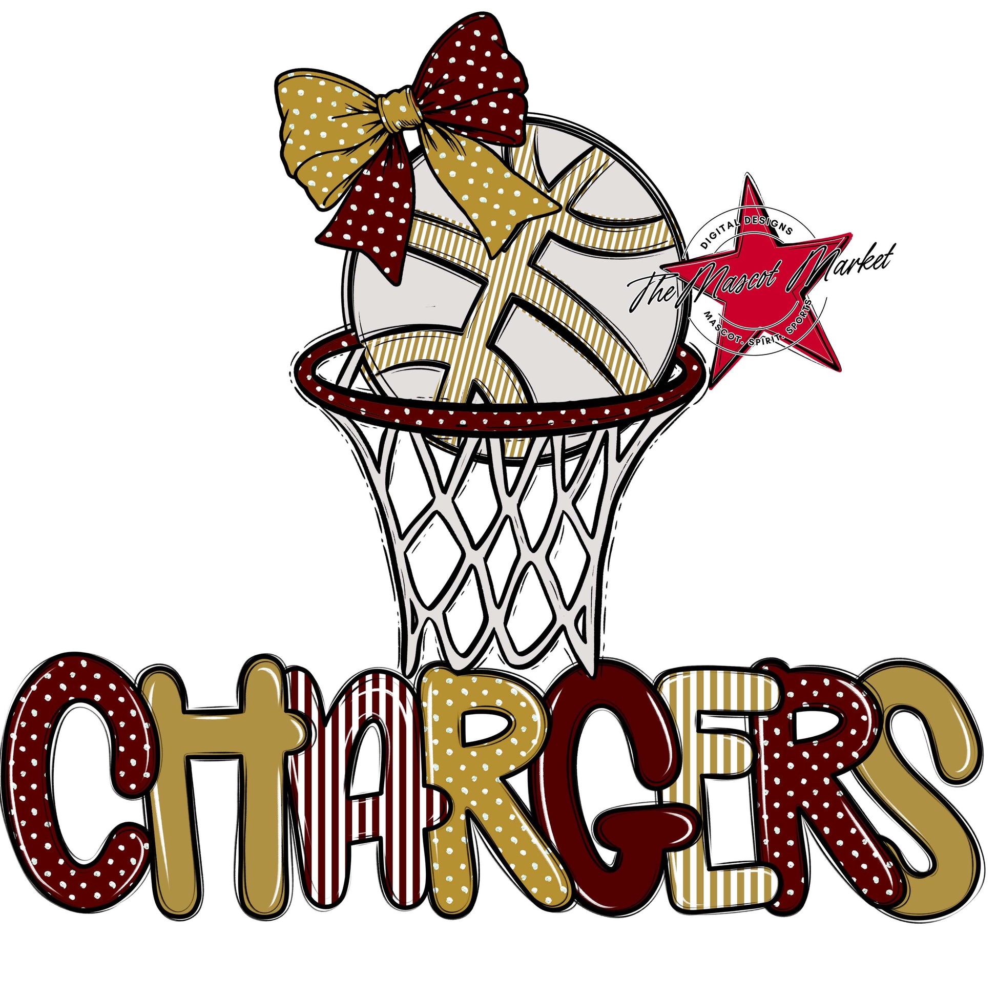 Chargers Basketball Spirit Design-Maroon & Gold