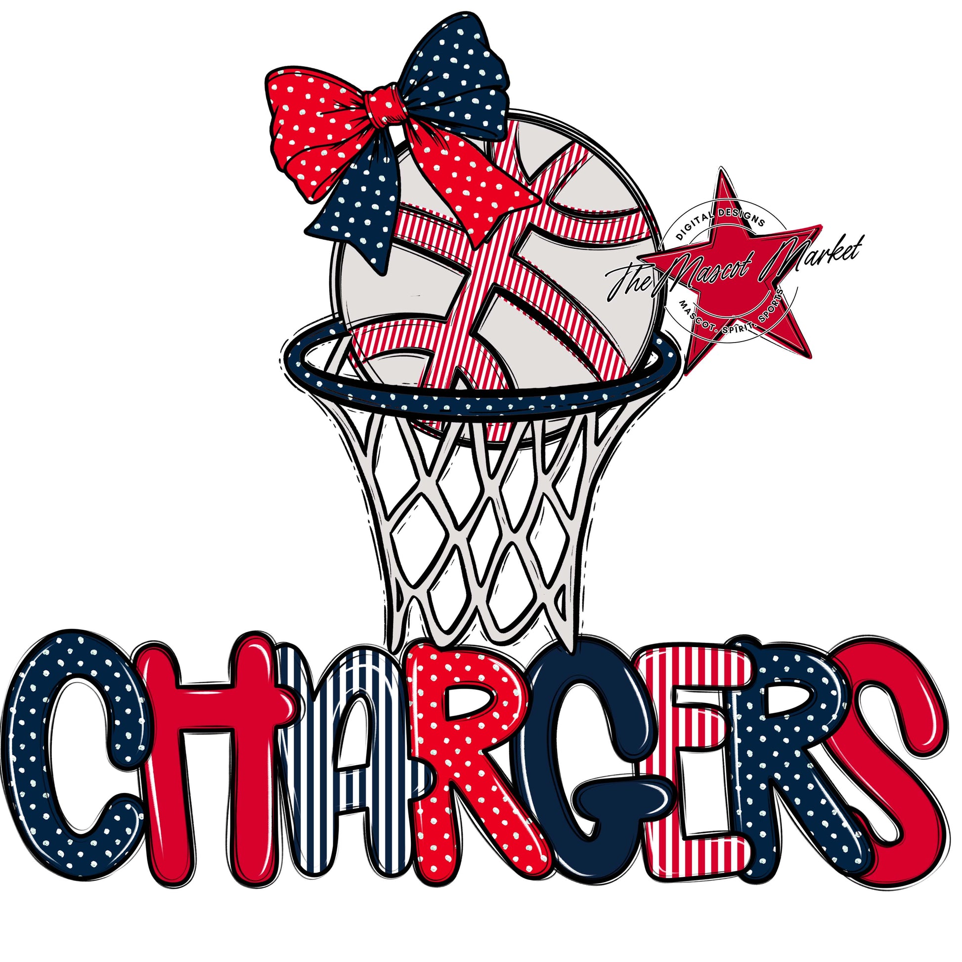 Chargers Basketball Spirit Design-Navy & Red