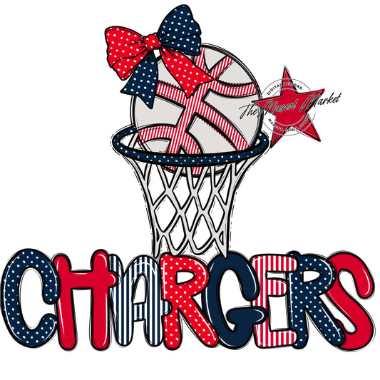 Chargers Basketball Spirit Design-Navy & Red