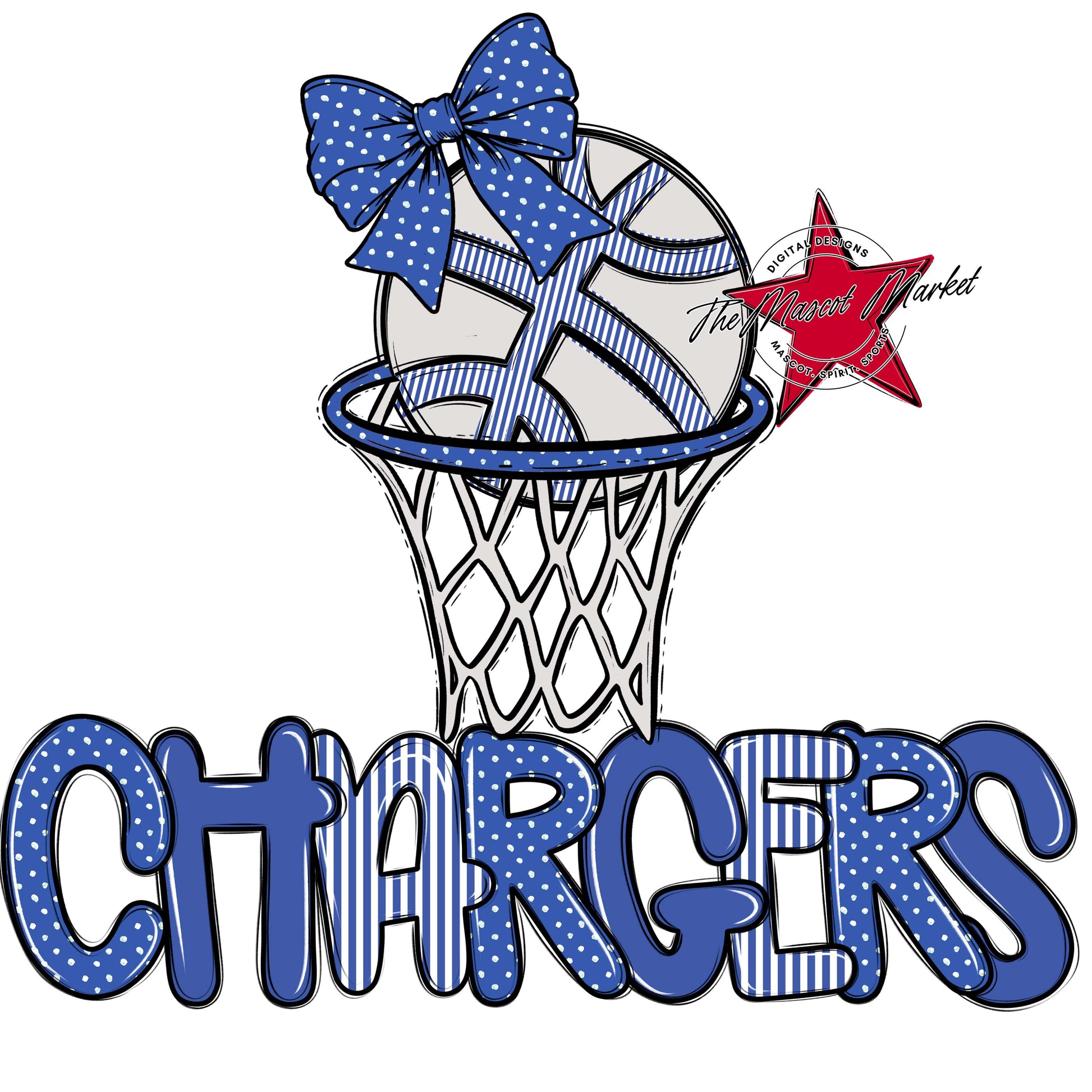 Chargers Basketball Spirit Design-Off Blue