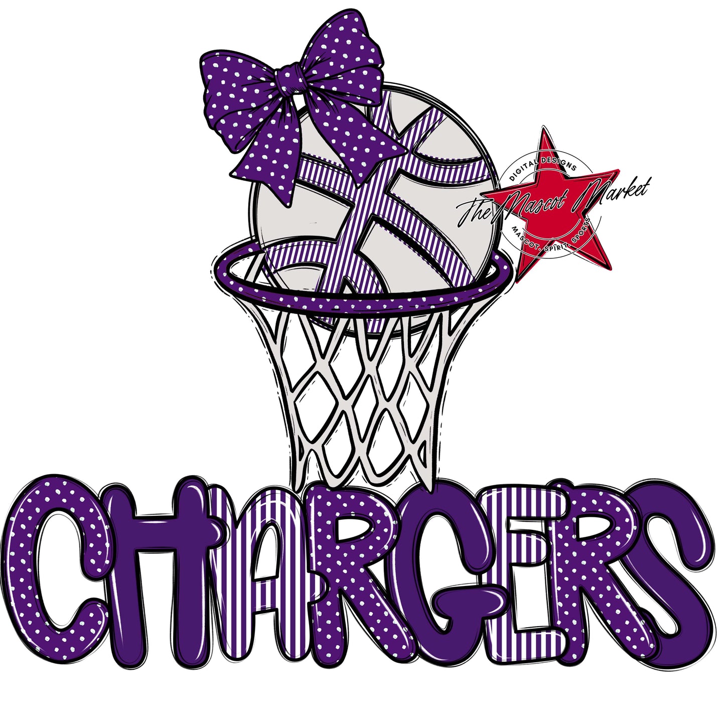 Chargers Basketball Spirit Design-Purple