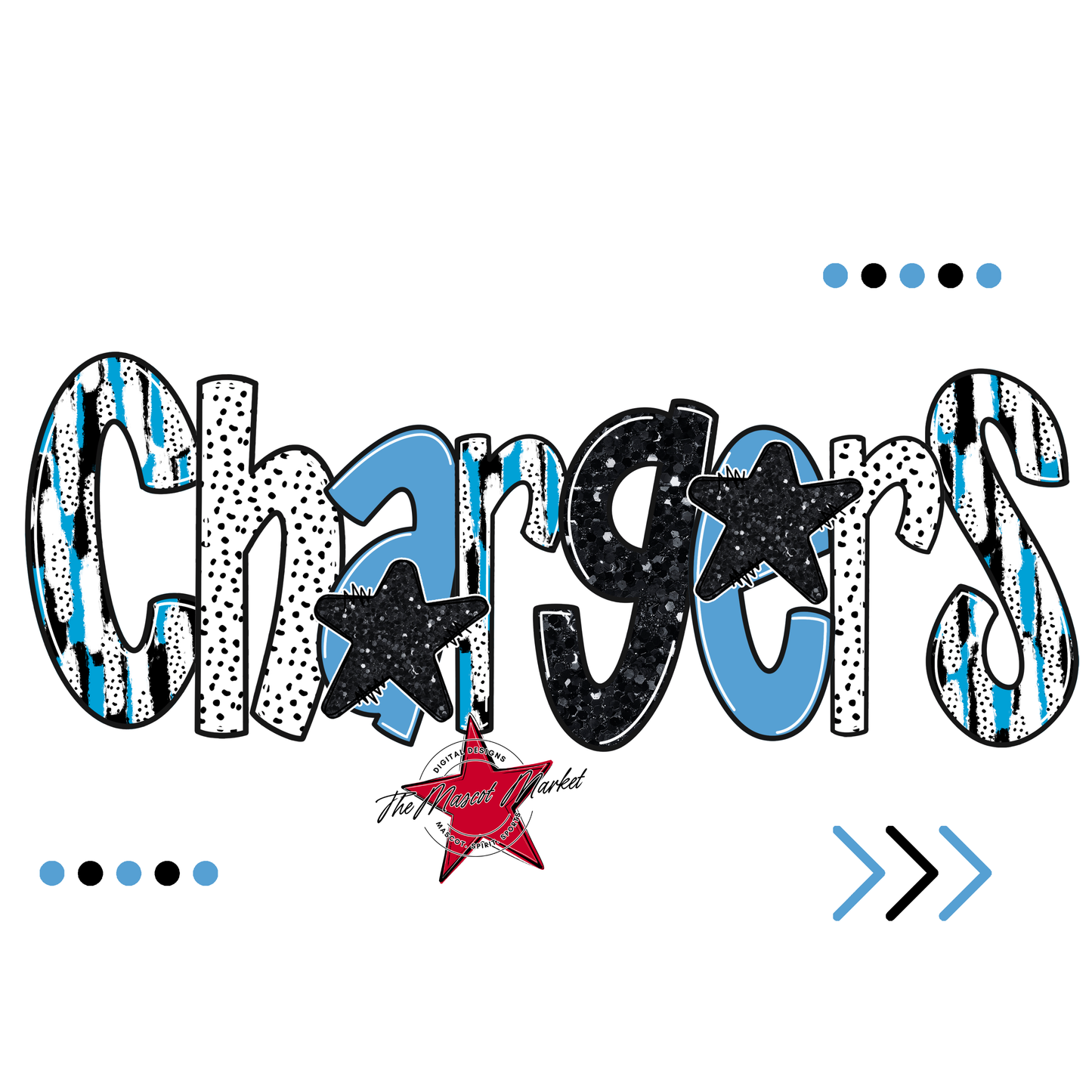 Chargers Brushstroke Alpha w Arrows-Carolina Blue