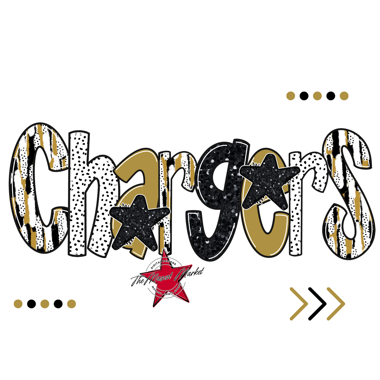 Chargers Brushstroke Alpha w Arrows-Gold