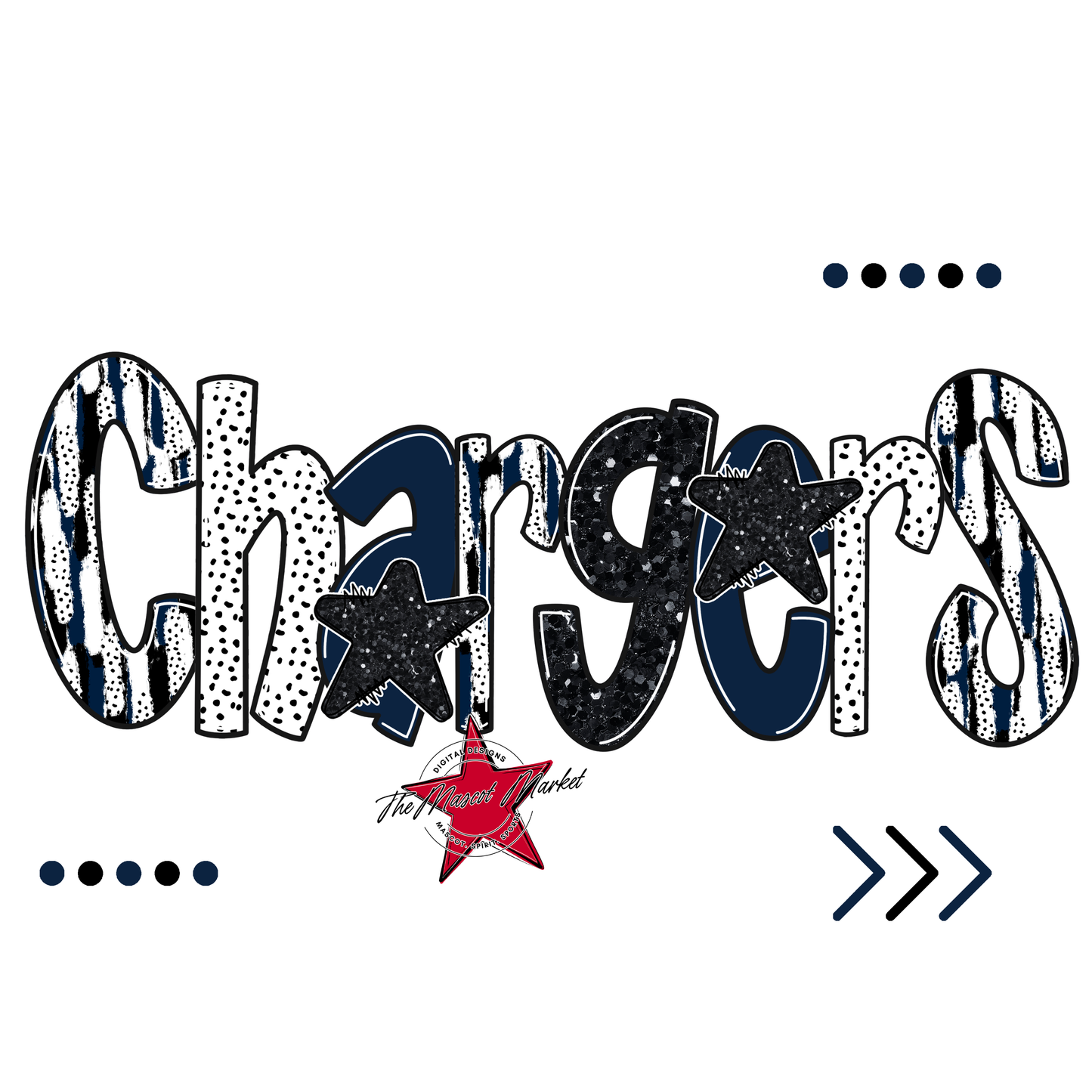 Chargers Brushstroke Alpha w Arrows-Navy