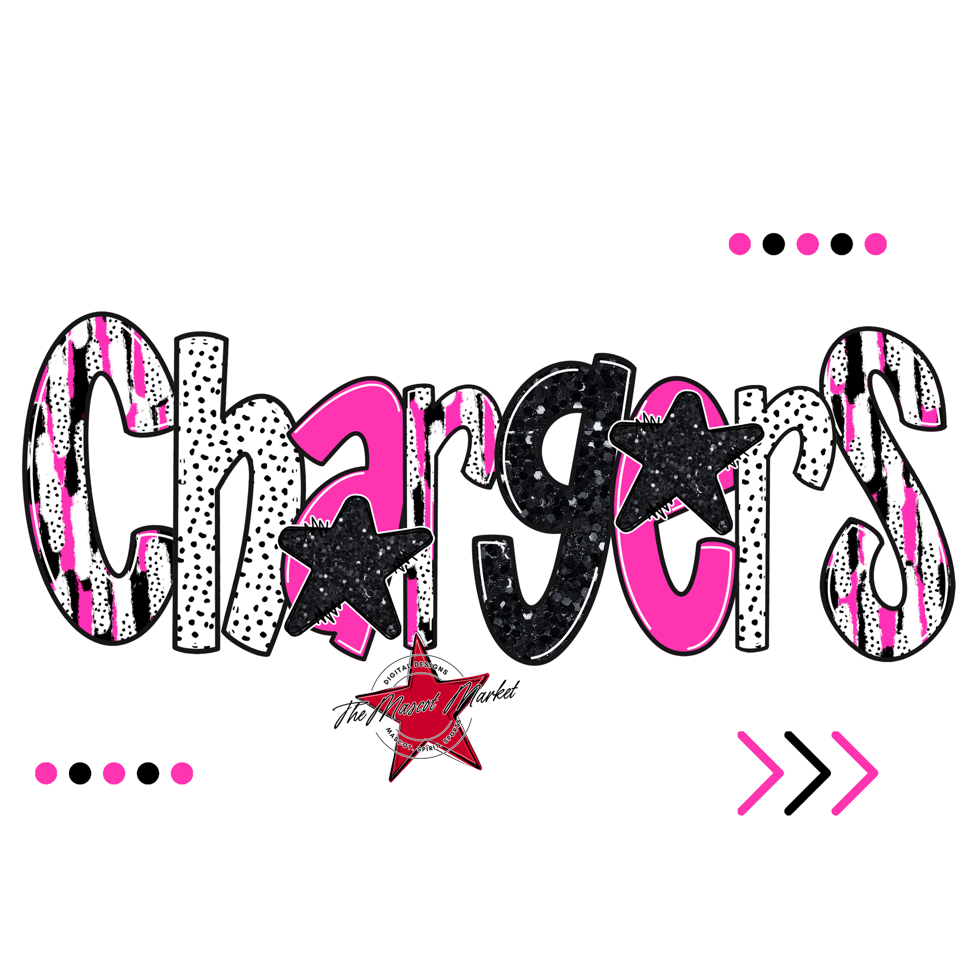 Chargers Brushstroke Alpha w Arrows-Pink