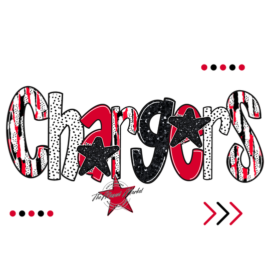 Chargers Brushstroke Alpha w Arrows-Red