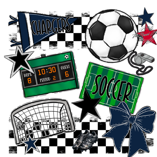 Chargers Checkers Soccer Spirit Design-Navy