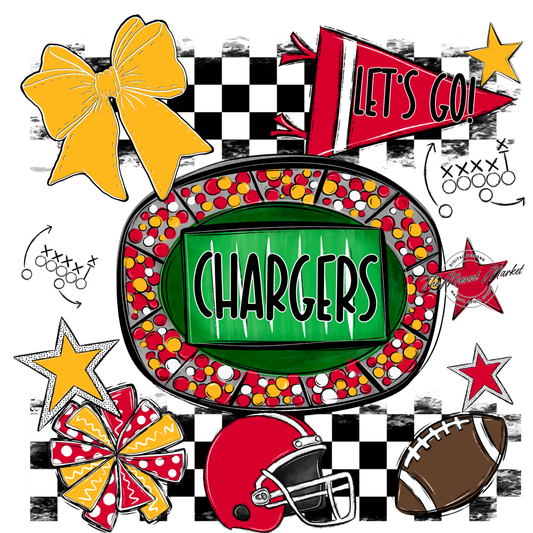 Chargers Checkers Spirit Design-Red-Yellow